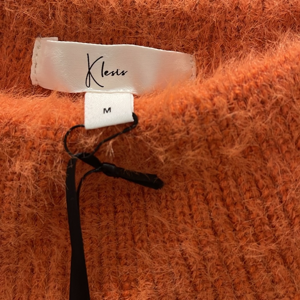 Kelsis Orange Off-Shoulder Fuzzy Sweater - Picture 3 of 8